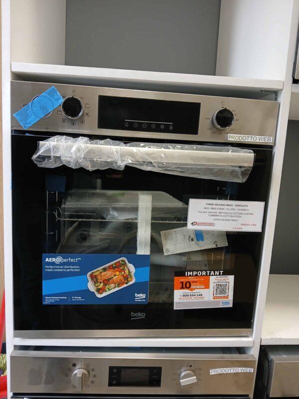 Beko-Forno-Ventilato-BBIS12300X-Cottura-a-Vapore-e-Pizza-Nuovo-fronte